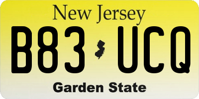 NJ license plate B83UCQ