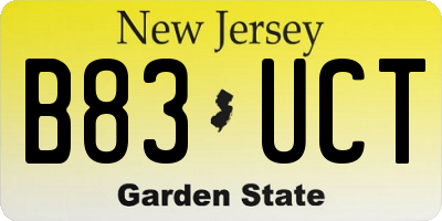 NJ license plate B83UCT