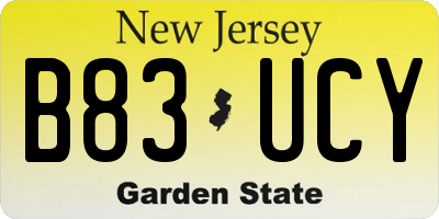 NJ license plate B83UCY