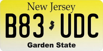 NJ license plate B83UDC