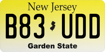 NJ license plate B83UDD