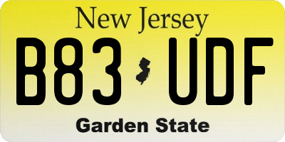 NJ license plate B83UDF