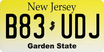 NJ license plate B83UDJ