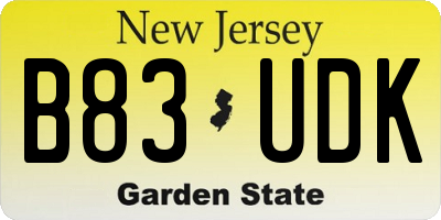 NJ license plate B83UDK