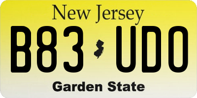 NJ license plate B83UDO