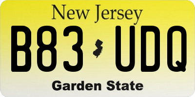 NJ license plate B83UDQ