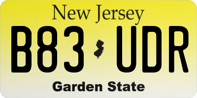 NJ license plate B83UDR