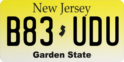 NJ license plate B83UDU