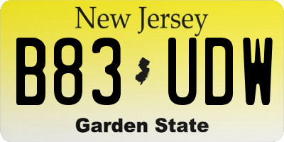 NJ license plate B83UDW