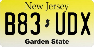 NJ license plate B83UDX