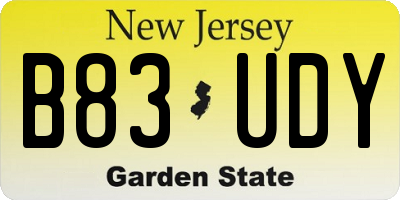NJ license plate B83UDY