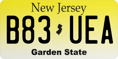 NJ license plate B83UEA