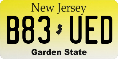 NJ license plate B83UED