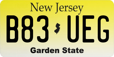 NJ license plate B83UEG