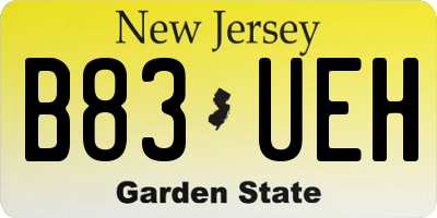 NJ license plate B83UEH