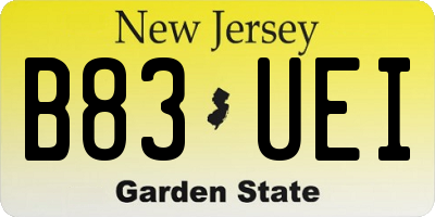 NJ license plate B83UEI