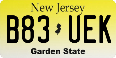 NJ license plate B83UEK