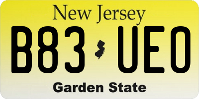 NJ license plate B83UEO