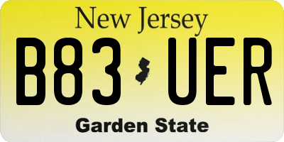 NJ license plate B83UER