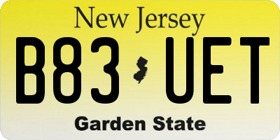 NJ license plate B83UET