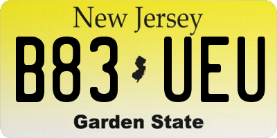 NJ license plate B83UEU