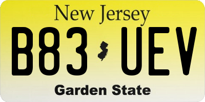 NJ license plate B83UEV