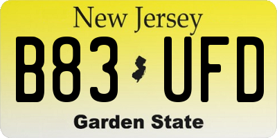 NJ license plate B83UFD