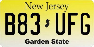 NJ license plate B83UFG