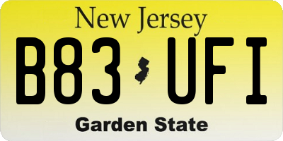 NJ license plate B83UFI