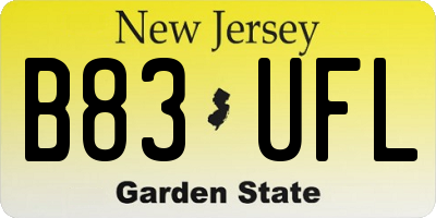 NJ license plate B83UFL