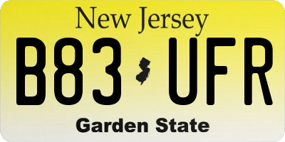 NJ license plate B83UFR