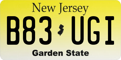 NJ license plate B83UGI