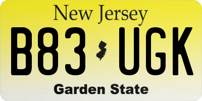 NJ license plate B83UGK