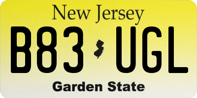 NJ license plate B83UGL