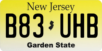 NJ license plate B83UHB