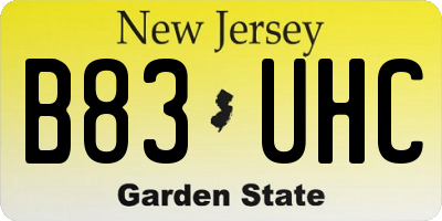 NJ license plate B83UHC