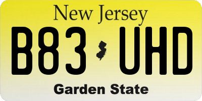 NJ license plate B83UHD