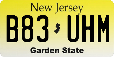 NJ license plate B83UHM