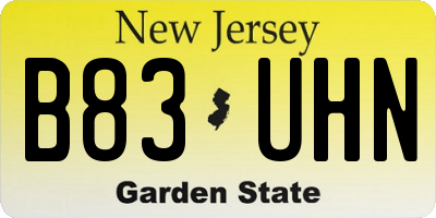 NJ license plate B83UHN