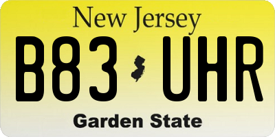 NJ license plate B83UHR