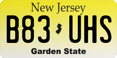 NJ license plate B83UHS
