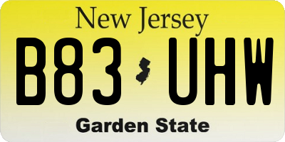 NJ license plate B83UHW