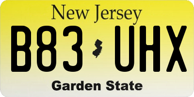 NJ license plate B83UHX