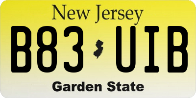 NJ license plate B83UIB