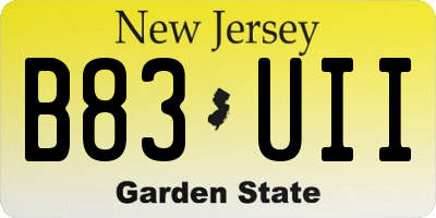 NJ license plate B83UII