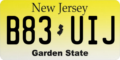 NJ license plate B83UIJ