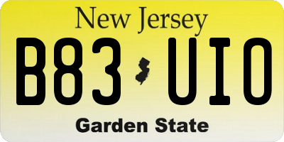 NJ license plate B83UIO