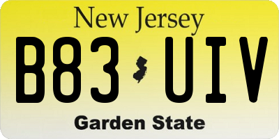 NJ license plate B83UIV