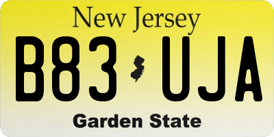 NJ license plate B83UJA