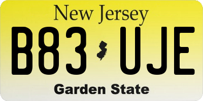 NJ license plate B83UJE